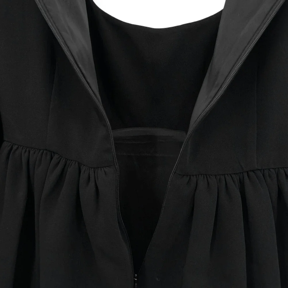 cinq á‎ sept Dorina Puff Sleeve Crepe Mini Dress with Pockets Black NWOT Size 4 - Picture 15 of 16